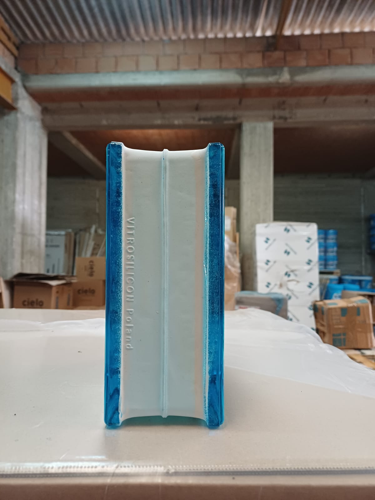 Vetro cemento Azzurro 19x19x8 cm - immagine 2