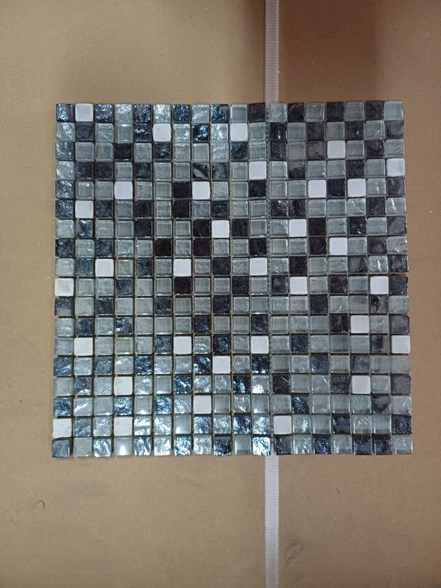 Mosaico su rete mix steel silver 30×30 cm