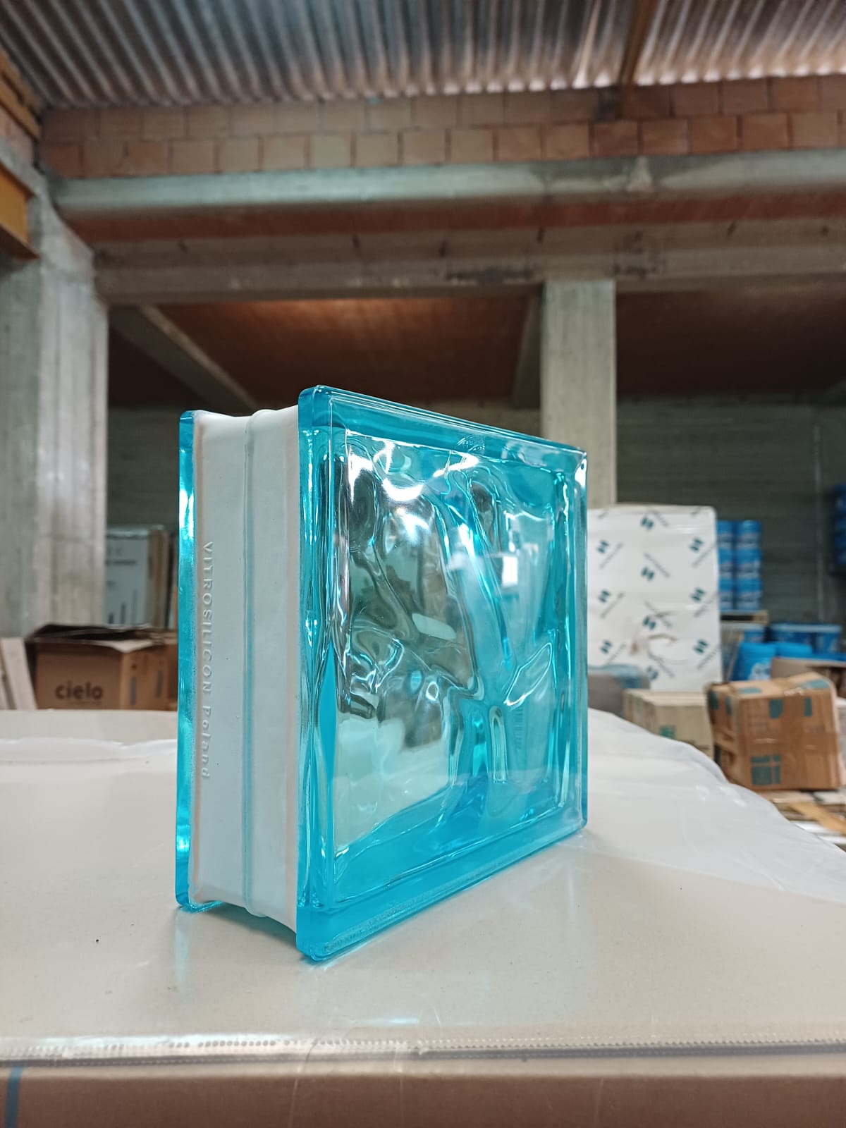 Vetro cemento Azzurro 19x19x8 cm - immagine 3